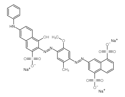 trisodium 3-[[4-[[6-(anilino)-1-hydroxy-3-sulphonato-2-naphthyl]azo]-5-methoxy-o-tolyl]azo]naphthalene-1,5-disulphonate picture