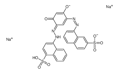 1-Naphthalenesulfonic acid, 4-[[2,4-dihydroxy-5-[(7-sulfo- 1-naphthalenyl)azo]phenyl]azo]-, disodium salt结构式