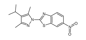 2-(3,5-dimethyl-4-propan-2-ylpyrazol-1-yl)-6-nitro-1,3-benzothiazole结构式