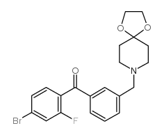 4-溴-3'-[8-(1,4-二恶-8-氮杂螺-[4.5]癸基)甲基]-2-氟苯甲酮结构式