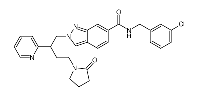 N-(3-Chlorobenzyl)-2-[4-(2-oxopyrrolidin-1-yl)-2-pyridin-2-ylbutyl]-2H-indazole-6-carboxamide结构式