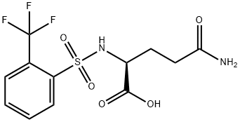 4-carbamoyl-2-[2-(trifluoromethyl)benzenesulfonamido]butanoic acid structure