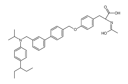 N-Acetyl-O-{[3'-({isopropyl[4-(3-pentanyl)phenyl]amino}methyl)-4- biphenylyl]methyl}-L-tyrosine结构式