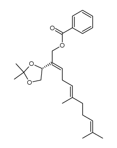 (R)-2-(2',2'-Dimethyl-1',3'-dioxolan-4'-yl)-6,10-dimethyl-2,5,9-undecatrien-1-yl benzoate结构式
