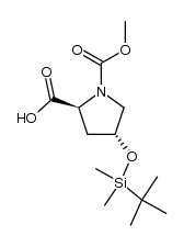 (2S,4R)-N-Methoxycarbonyl-4-<(tert-butyl)dimethylsilyloxy>pyrrolidin-2-carbonsaeure Structure