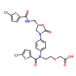 (S)-2-(2-(5-chloro-N-(4-(5-((5-chlorothiophene-2-carboxamido)methyl)-2-oxooxazolidin-3-yl)phenyl)thiophene-2-carboxamido)ethoxy)acetic acid结构式
