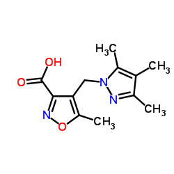 5-Methyl-4-[(3,4,5-trimethyl-1H-pyrazol-1-yl)methyl]-1,2-oxazole-3-carboxylic acid Structure