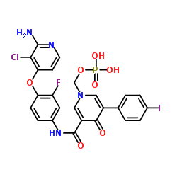 [3-[[4-((2-氨基-3-氯吡啶-4-基)氧基)-3-氟苯基]氨基甲酰基]-5-(4-氟苯基)-4-氧代-4H-吡啶-1-基]甲基磷酸二氢酯结构式