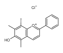 6-hydroxy-5,7,8-trimethyl-2-phenyl-1-benzopyrylium chloride Structure