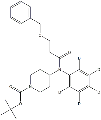 O-Benzyl-N-tert-butoxycarbonyl ω-Hydroxy Norfentanyl-d5结构式