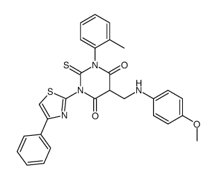 5-[[(4-methoxyphenyl)amino]methyl]-1-(2-methylphenyl)-3-(4-phenyl-1,3- thiazol-2-yl)-2-sulfanylidene-1,3-diazinane-4,6-dione picture