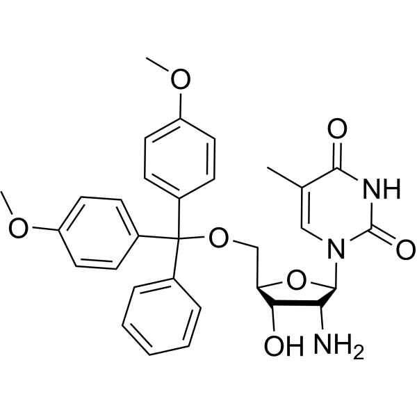 2’-Amino-2’-deoxy-5’-O-(4,4’-dimethoxytrityl)-5-methyluridine Structure