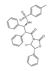 (4S,5R)-3-[(2R,3S)-2,3-diphenyl-3-(tosylamino)propionyl]-4-methyl-5-phenyloxazolidin-2-one结构式