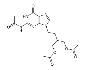 N2-acetyl-9-[4-acetoxy-3-(acetoxymethyl)but-1-yl]guanine结构式