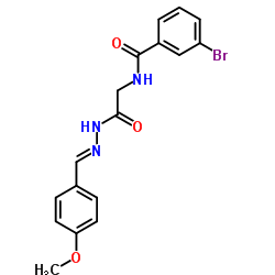 3-Bromo-N-{2-[(2E)-2-(4-methoxybenzylidene)hydrazino]-2-oxoethyl}benzamide Structure