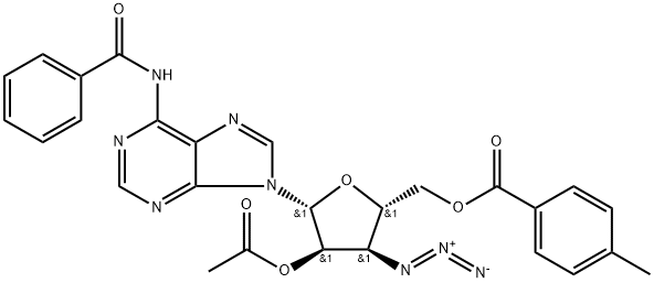 ((2S,3R,4R,5R)-4-acetoxy-3-azido-5-(6-benzamido-9H-purin-9-yl)tetrahydrofuran-2-yl)methyl 4-methylbenzoate picture