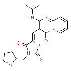 (Z)-5-((2-(isopropylamino)-4-oxo-4H-pyrido[1,2-a]pyrimidin-3-yl)methylene)-3-((tetrahydrofuran-2-yl)methyl)-2-thioxothiazolidin-4-one结构式