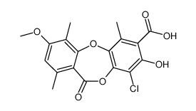 9-Chloro-8-hydroxy-3-methoxy-1,4,6-trimethyl-11-oxo-11H-dibenzo[b,e][1,4]dioxepin-7-carboxylic acid结构式