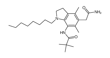 N-(5-carbamoylmethyl-4,6-dimethyl-1-octylindolin-7-yl)-2,2-dimethylpropanamide结构式