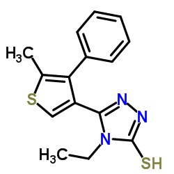 4-ethyl-5-(5-methyl-4-phenylthiophen-3-yl)-4H-1,2,4-triazole-3-thiol结构式