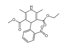 2,6-dimethyl-4-(2'-nitrophenyl)-1,4-dihydropyridine-3,5-dicarboxylic acid 3-methyl ester 5-ethyl ester structure