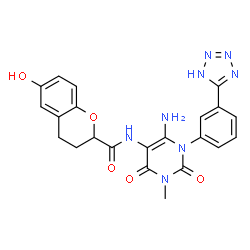 2H-1-Benzopyran-2-carboxamide,N-[6-amino-1,2,3,4-tetrahydro-3-methyl-2,4-dioxo-1-[3-(1H-tetrazol-5-yl)phenyl]-5-pyrimidinyl]-3,4-dihydro-6-hydroxy- Structure