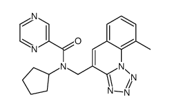 Pyrazinecarboxamide, N-cyclopentyl-N-[(9-methyltetrazolo[1,5-a]quinolin-4-yl)methyl]- (9CI) Structure