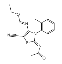 N-(2-acetylimino-5-cyano-3-o-tolyl-2,3-dihydro-thiazol-4-yl)-formimidic acid ethyl ester结构式