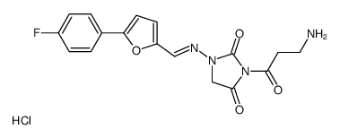 [3-[3-[(E)-[5-(4-fluorophenyl)furan-2-yl]methylideneamino]-2,5-dioxoimidazolidin-1-yl]-3-oxopropyl]azanium,chloride Structure