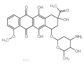 5,12-Naphthacenedione,8-acetyl-10-[(3-amino-2,3,6-trideoxy-a-D-ribo-hexopyranosyl)oxy]-7,8,9,10-tetrahydro-6,8,11-trihydroxy-1-methoxy-,hydrochloride, (8S-cis)- (9CI) picture