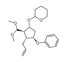 2α-allyl-3β-dimethoxymethyl-1β-phenoxy-4α-(tetrahydropyran-2-yloxy)cyclopentane结构式