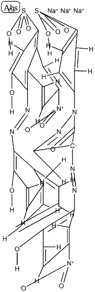 [4-[4,5-二氢-4-[(2-羟基-5-硝基苯基)偶氮]-3-甲基-5-氧代-1H-吡唑-1-基]苯磺酸基][3-羟基-4-[(2-羟基-1-萘基)偶氮]-7-硝基-1-萘磺酸基]合铬酸三钠结构式