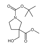 1,3-Pyrrolidinedicarboxylic acid, 3-(hydroxymethyl)-, 1-(1,1-dimethylethyl) 3-methyl ester结构式