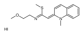 (E)-N-(2-methoxyethyl)-2-(1-methylquinolin-1-ium-2-yl)-1-methylsulfanylethenamine,iodide Structure