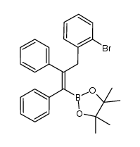 (Z)-2-(3-(2-bromophenyl)-1,2-diphenylprop-1-en-1-yl)-4,4,5,5-tetramethyl-1,3,2-dioxaborolane结构式