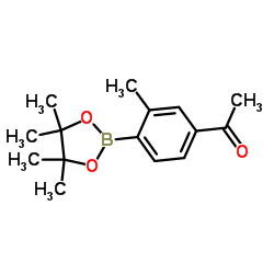 1-(3-甲基-4-(4, 4, 5, 5-四甲基-1, 3, 2-二氧硼杂环戊烷-2-基)苯基)乙酮结构式