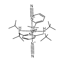 trans-W(dinitrogen)2(2,6-bis(di-tert-butylphosphinomethyl)pyridine)(dimethylphenylphosphine) Structure