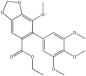 7-Methoxy-6-(3,4,5-trimethoxy-phenyl)-benzo[1,3]dioxole-5-carboxylic acid ethyl ester结构式