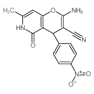 4H-Pyrano[3,2-c]pyridine-3-carbonitrile, 2-amino-5,6-dihydro-7-methyl-4-(4-nitrophenyl)-5-oxo- (en) Structure