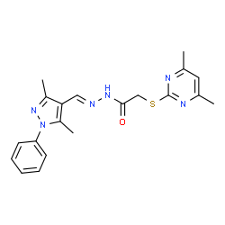 (E)-N-((3,5-dimethyl-1-phenyl-1H-pyrazol-4-yl)methylene)-2-((4,6-dimethylpyrimidin-2-yl)thio)acetohydrazide structure