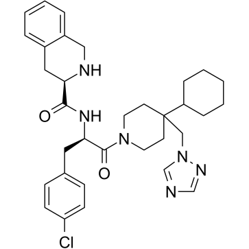 (R)-N-((R)-1-(4-((1H-1,2,4-三唑-1-基)甲基)-4-环己基哌啶-1-基)-3-(4-氯苯基 )-1-氧代丙-2-基)-1,2,3,4-四氢异喹啉-3-甲酰胺图片