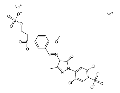 disodium 2,5-dichloro-4-[4,5-dihydro-4-[[2-methoxy-5-[[2-(sulphonatooxy)ethyl]sulphonyl]phenyl]azo]-3-methyl-5-oxo-1H-pyrazol-1-yl]benzenesulphonate Structure