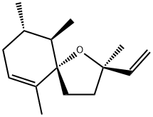 (5S,2R)-2,6,9α,10β-Tetramethyl-2-vinyl-1-oxaspiro[4.5]dec-6-ene structure