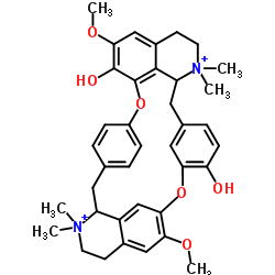 7',12'-Dihydroxy-6,6'-dimethoxy-2,2,2',2'-tetramethyltubocuraran-2,2'-diium结构式