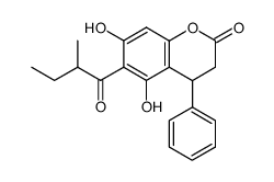 dihydroxy-5,7 (methyl-2 butyryl)-6 phenyl-4 dihydro-3,4 coumarine Structure