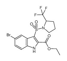 ethyl 5-bromo-3-{[2-(trifluoromethyl)pyrrolidin-1-yl]sulfonyl}-1H-indole-2-carboxylate Structure