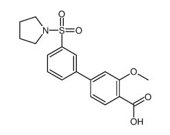 2-methoxy-4-(3-pyrrolidin-1-ylsulfonylphenyl)benzoic acid结构式