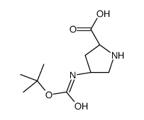 (2S,4R)-4-((叔丁氧羰基)氨基)吡咯烷-2-羧酸结构式