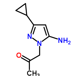 1-(5-Amino-3-cyclopropyl-1H-pyrazol-1-yl)acetone结构式