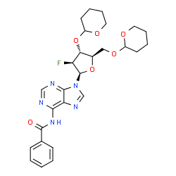 Benzamide, N-[9-[2-deoxy-2-fluoro-3,5-bis-O-(tetrahydro-2H-pyran-2-yl)-β-D-arabinofuranosyl]-9H-purin-6-yl]- structure